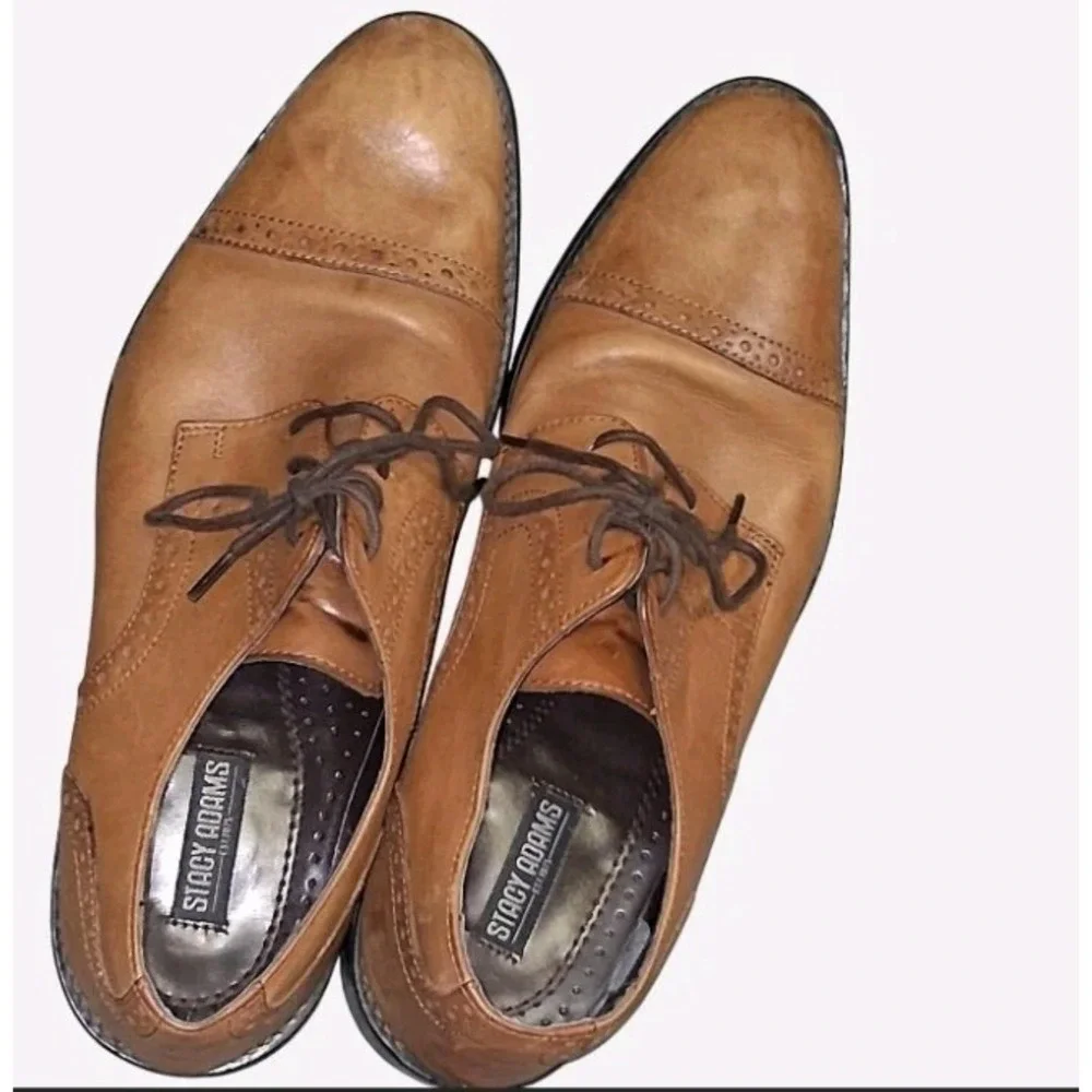 Stacy‎ Adams Brown Leather Lace-up Oxford Dress Shoes Size 8.5